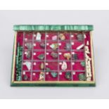 Chess set, 1st half 20th century, malachite and marble? In the shape of a book, book cover with