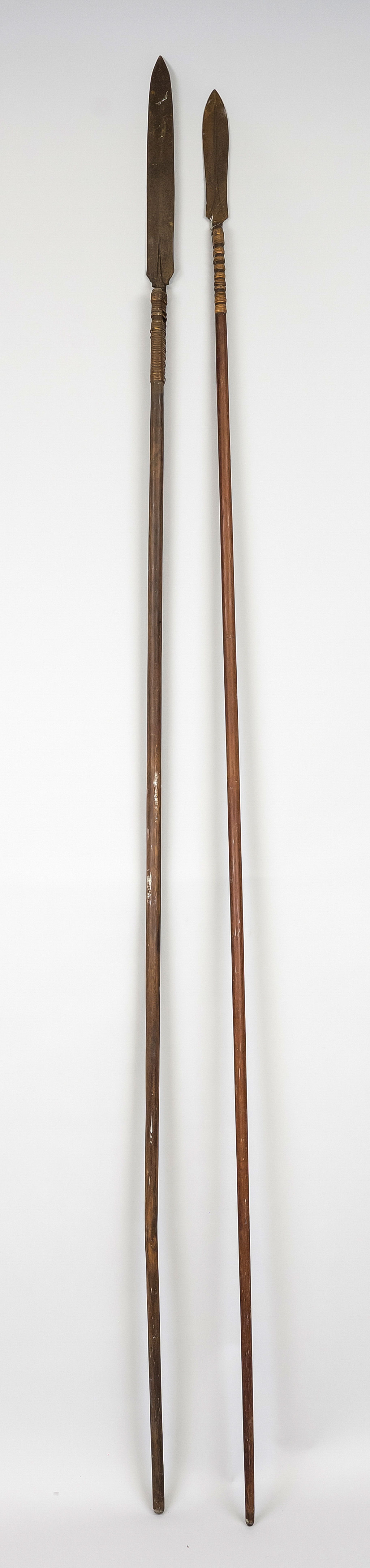 Javelin, probably Borneo 19th century. Wood with iron tip, double-edged, wing-shaped, bound with