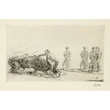 Willi Geiger (1878-1971), two prints: Bullfight, etching, and ''Zu Lucian - Hetärenbriefe'',