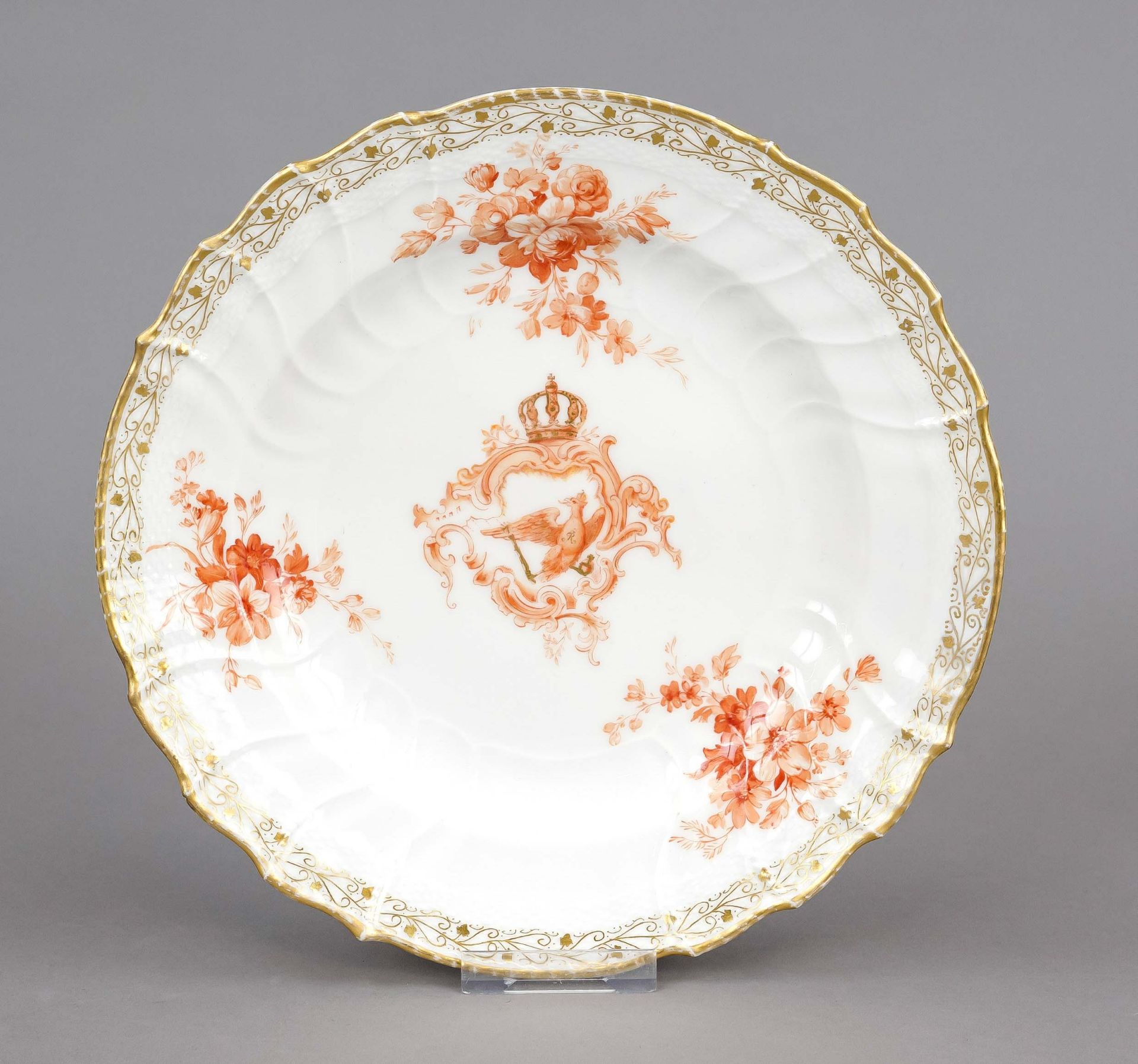 Plate, KPM Berlin, late 19th century, 1st choice, red imperial orb mark, palace mark for Kaiser