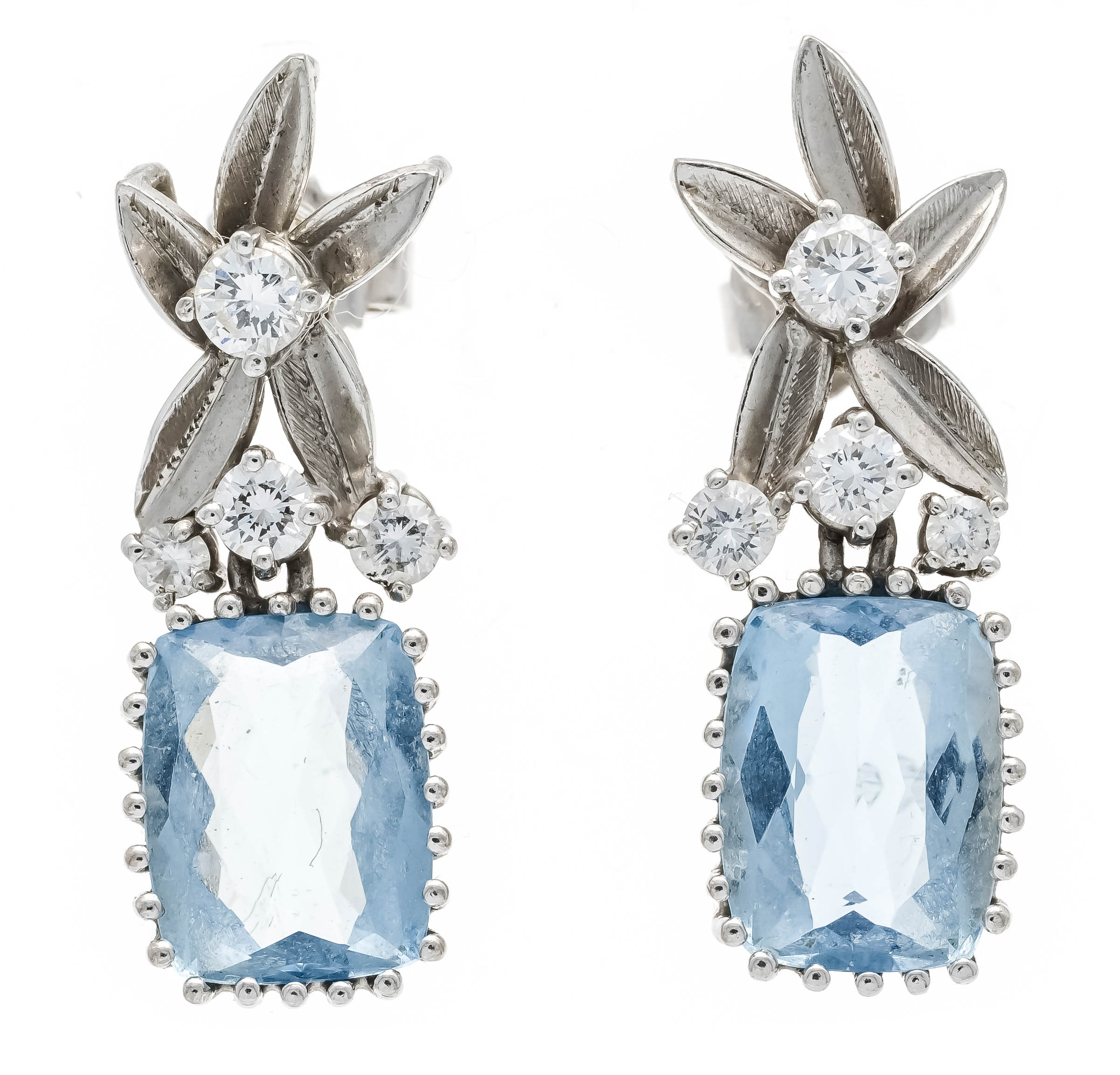 Aquamarine diamond ear studs WG 750/000