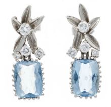Aquamarine diamond ear studs WG 750/000