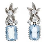 Aquamarine diamond ear studs WG 750/000