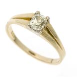 Old-cut diamond ring GG 585/000 with one old-cut diamond 0.60 ct lightyellow/SI, (small chip on