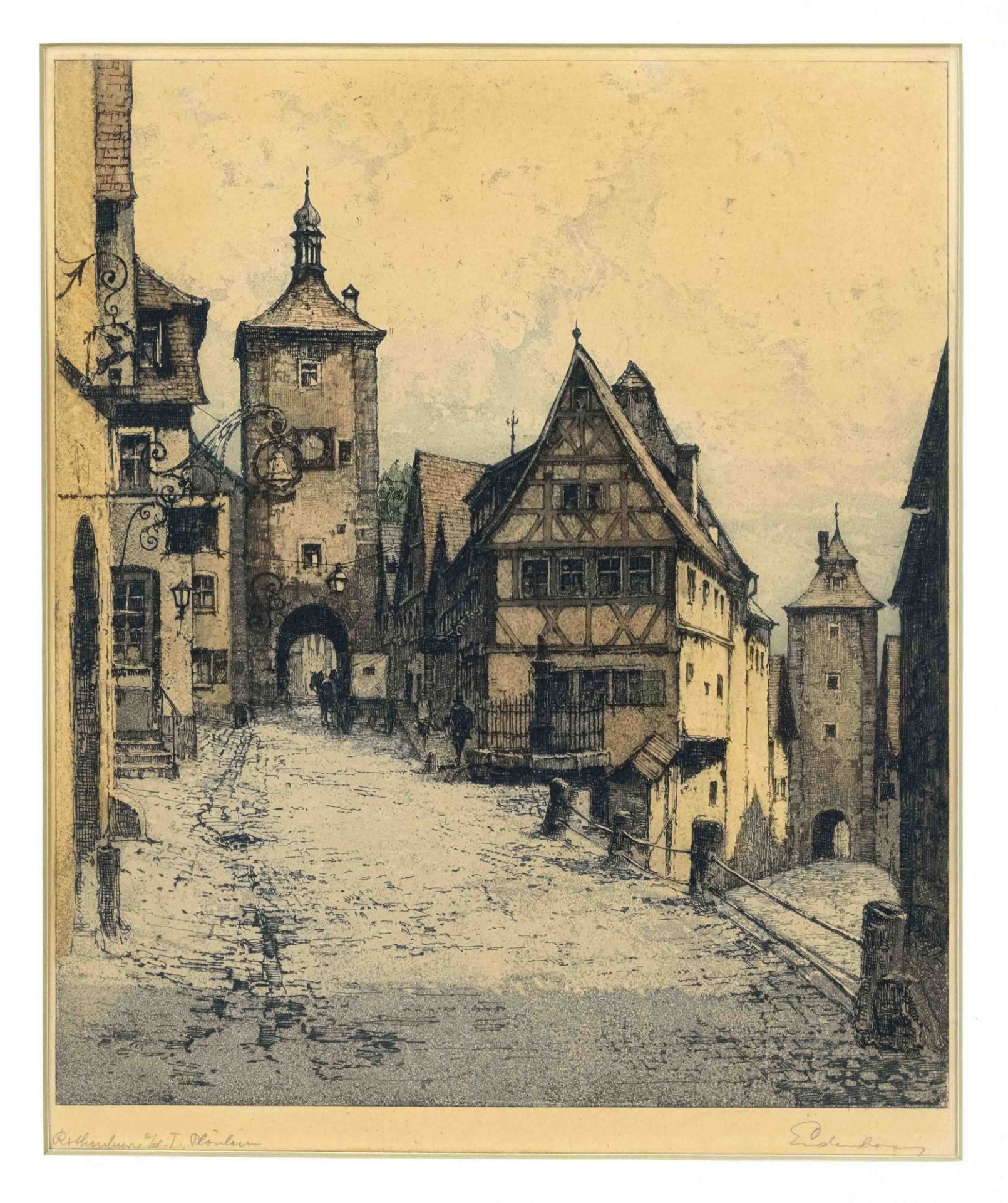 Josef Eidenberger (1899-1991), two views of Rothenburg ob der tauber, color aquatint etchings, - Image 2 of 2