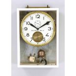 Wall clock Electrique Brillie, in a glazed white metal case, around 1890, marble back with screwed-