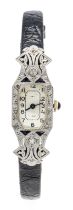 Art Déco ladies' wristwatch, 585/000 GG/WG, hand-wound, circa 1920, with 2 diamonds and 4 diamond