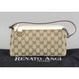 Gucci, Monogram Canvas D-Ring Cosmetic Case, sand-colored canvas with GG Supreme logo in repeat