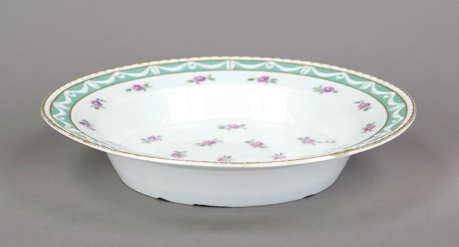 A deep plate, KPM Berlin, mark c. 1800, 1st choice, Kurland form, designed for the last Duke of - Image 2 of 2