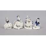 Four figures, Unterweißbach, Thuringia, 20th century, pair of musicians, shepherdess, gardener and