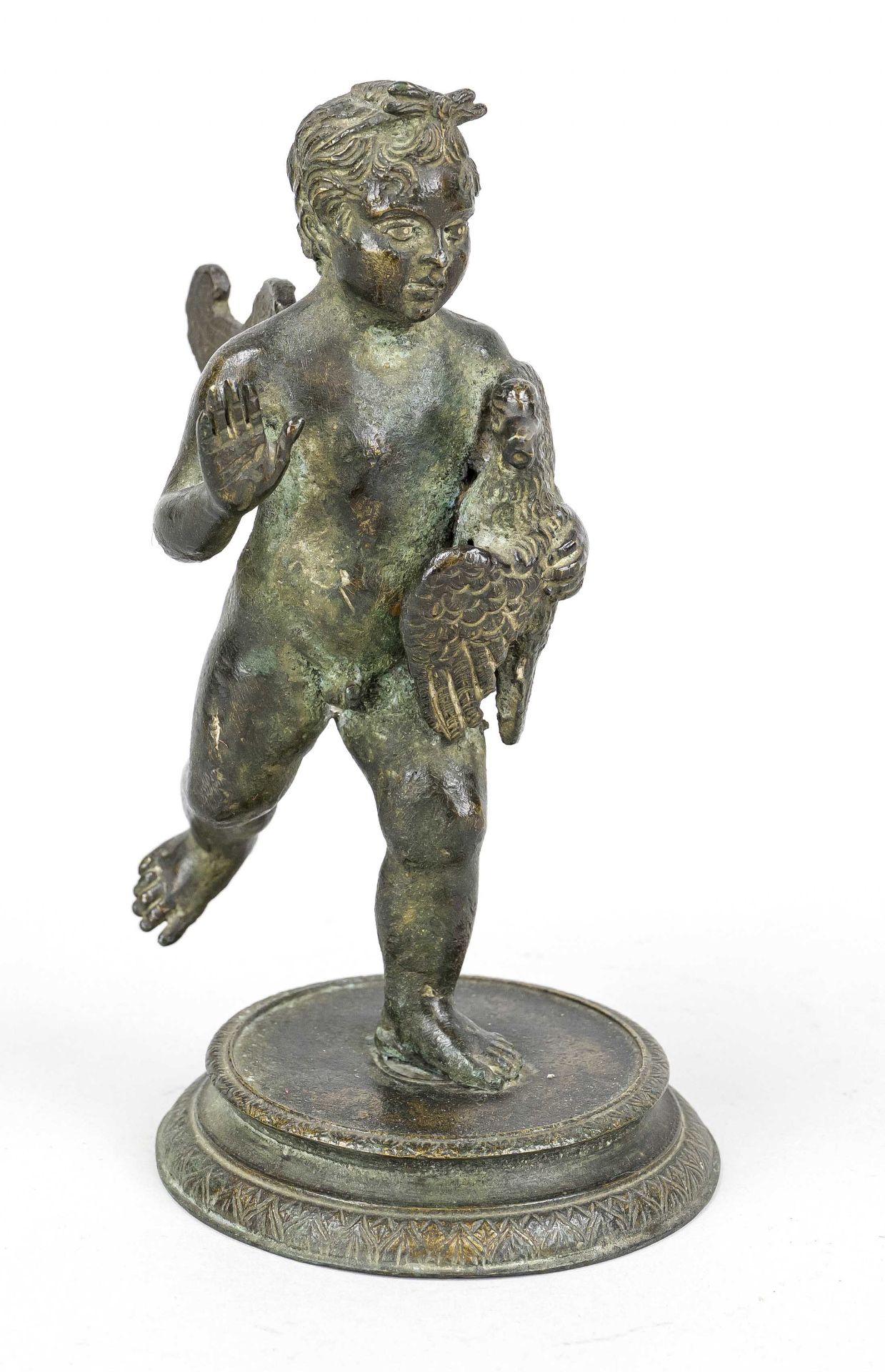 19th century bronze statuette, ''The Goose Thief'', cupid carrying a goose, bronze c. 1880, after