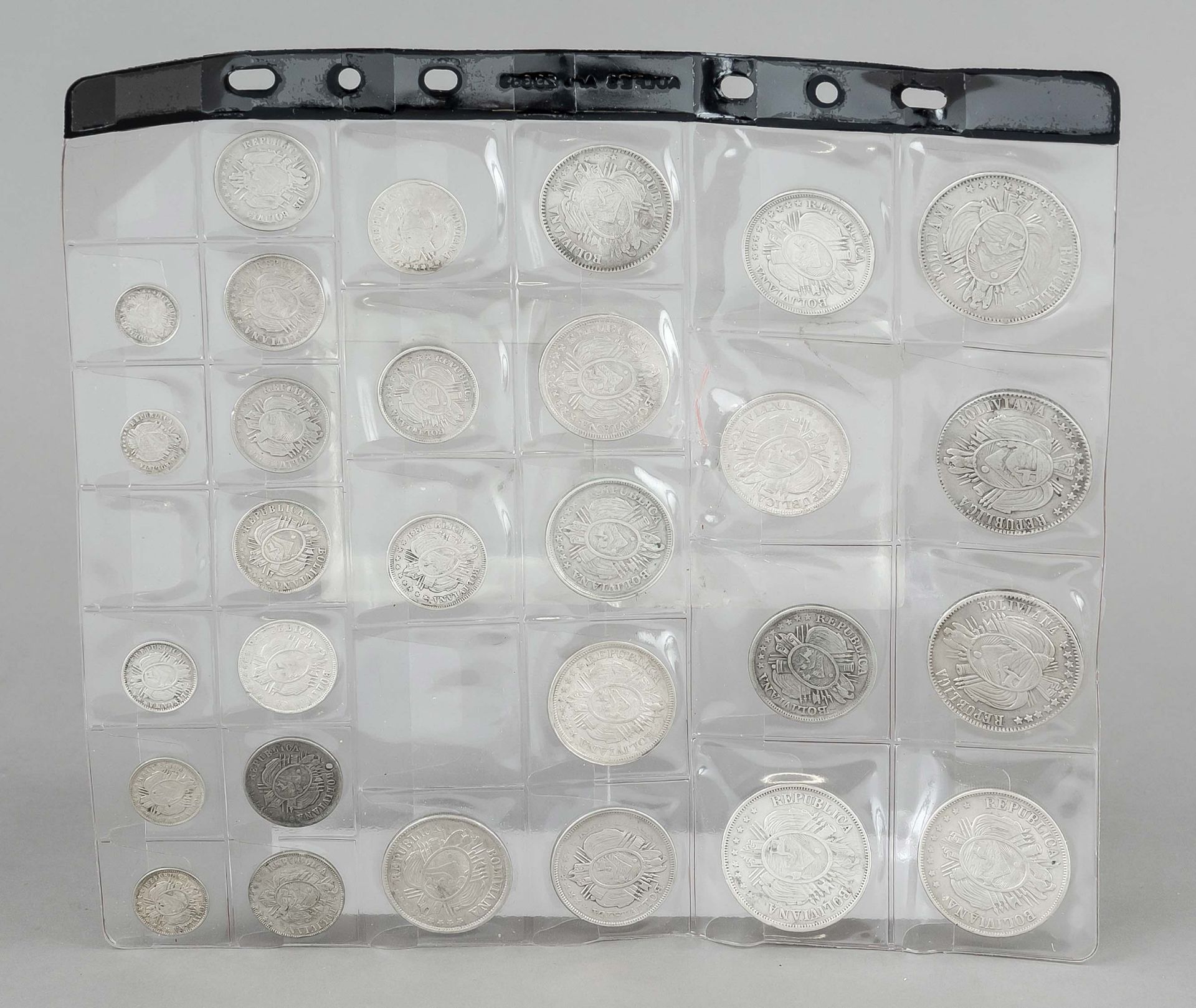 Set of Bolivian coins, 29 pieces, 19th century, silver sieves Various years and denominations, - Image 2 of 2