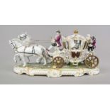 Large carriage with two horses, Unterweißbach, Thuringia, 20th century, elegant lady in rococo dress