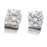 Brilliant stud earrings WG 585/000 with 2 brilliant-cut diamonds, total 0.60 ct Wesselton - slightly