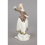 Lalage, Nymphenburg, early 20th century, a dancer holding a broad plate and spoon, from the