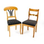 Two chairs in Biedermeier style, 20th century, birch and beech, as new, h. 85/90 cm - The