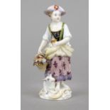 Gardener's girl with lamb and basket of flowers, Meissen, 1850-1924, 1st choice, designed by