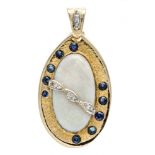 Opal clip pendant GG/WG 585/000 with an oval opal cabochon 29 x 15 mm in a light to good play of