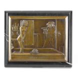 V. Matzner, 1st half of the 20th century, humorous-erotic bronze relief, ''Hands up!'', thief