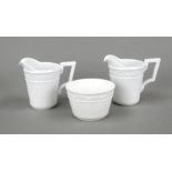 Sugar bowl and 2 milk jugs, KPM Berlin, marks 1962-2000, 1st and 2nd choice, Kurland form,
