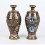 A pair of filigree cloisonné vases, Japan, circa 1900 (Meiji). Shouldered vases with a short, narrow