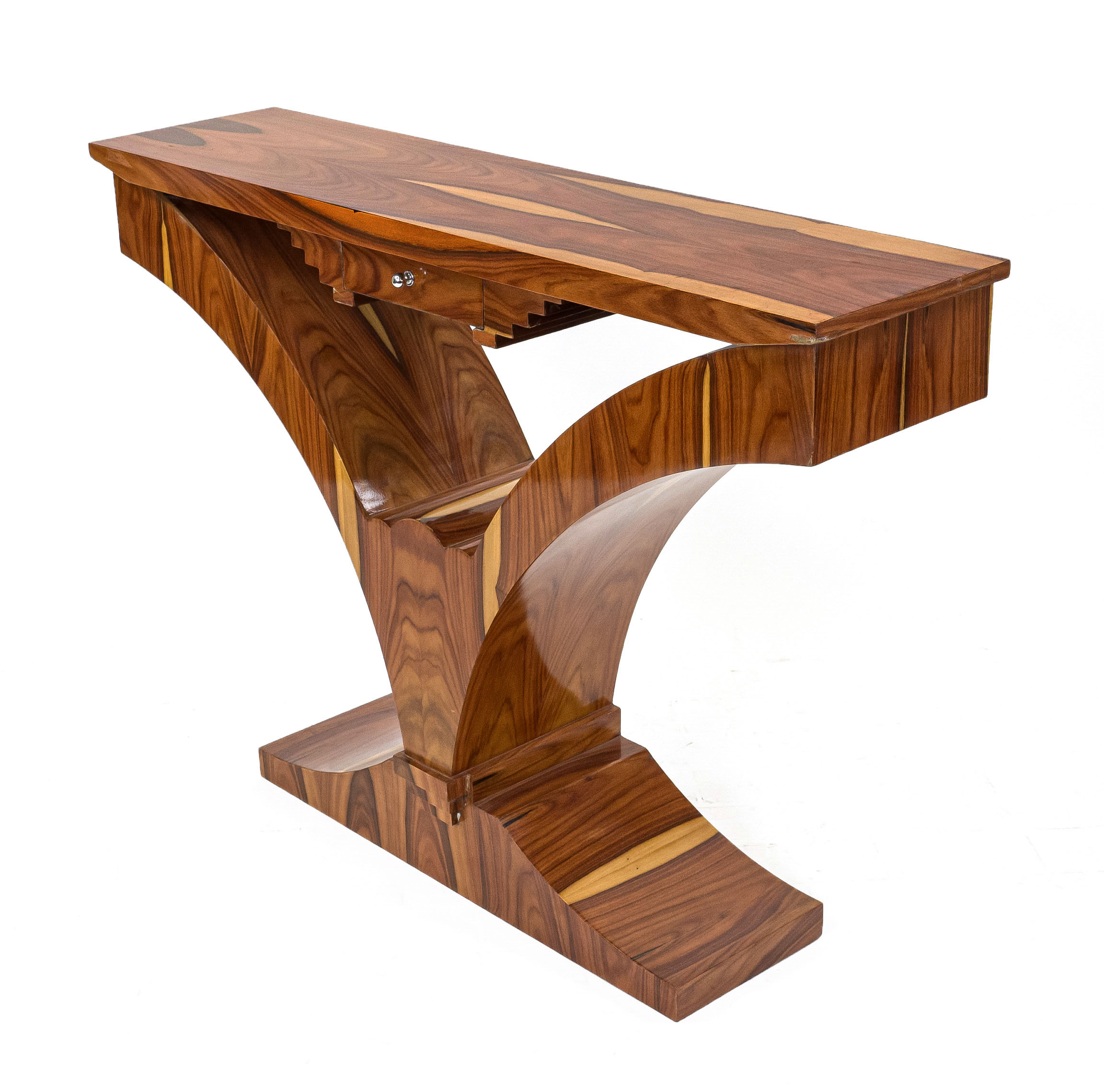 Console table in Art Deco style, late 20th century, walnut, one drawer, 87 x 120 x 30 cm - The - Image 3 of 3