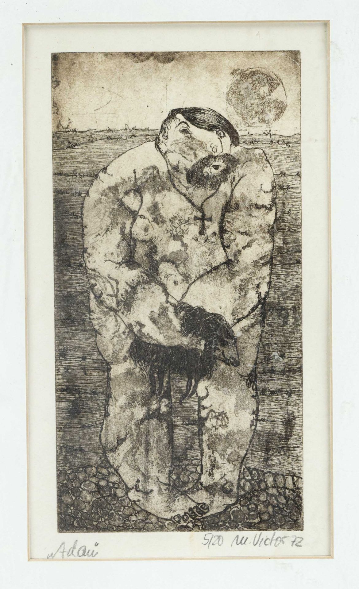 M. Victor, graphic artist c. 1972, three figurative etchings, ''Ästhel'', ''Adam'' and ''Fußbad'', - Image 2 of 3