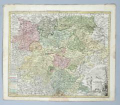 Historical map of Thuringia ''Landgravitatus Thuringiae...'', col. Copper engraving by Homann in