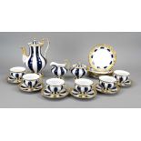 A ceremonial coffee service for 6 persons, 21-piece, Meissen, marks 1953-80, 2nd choice, X-shape,