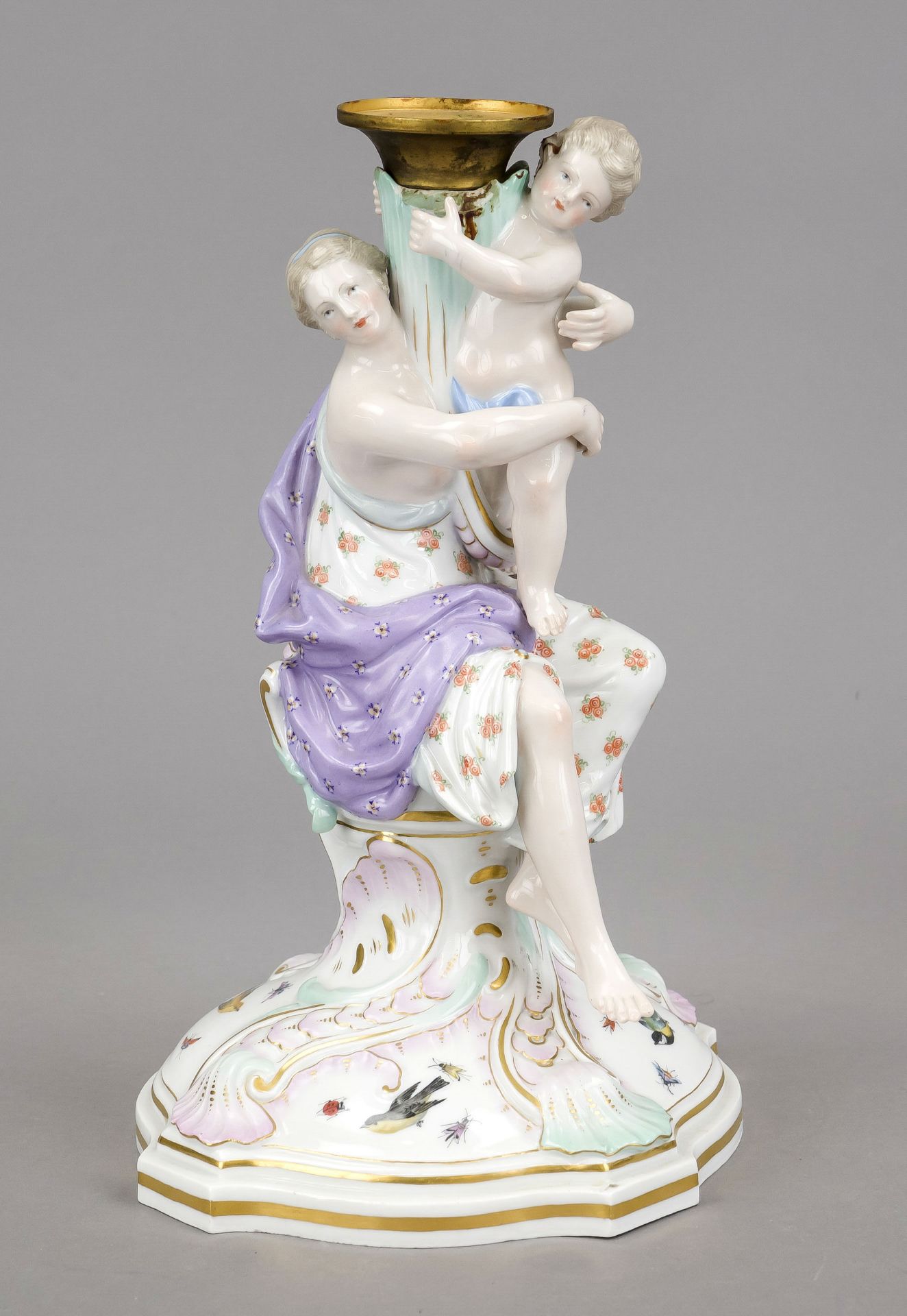 Figural candlestick, Meissen, Knauf Schwerter, mark 1850-1924, 1st choice, model no. C84x,