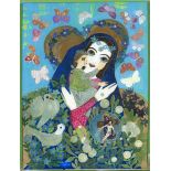 Jorinde Binder (1920-1998), ''Madonna mit der Träne'', reverse glass painting, signed and dated (