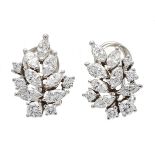 Brilliant-cut diamond earclips WG 750/000 with 10 brilliant-cut diamonds, total 0.72 ct and 14