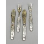 Fish cutlery for five persons, German, 1st half 20th century, silver 800/000, filled handles with