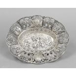 An oval openwork basket, German, 20th century, probably Hanau, silver 800/000, fitted curved rim,