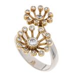 Zirconia blossom ring WG/RG 585/000 with 24 zirconia 1-3 mm in the shape of two blossoms, RG 56, 5.6