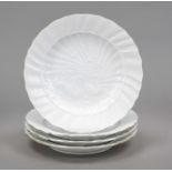 Four dessert plates, Meissen, after 1970, 1st choice, swan design, white with gold rim, after the