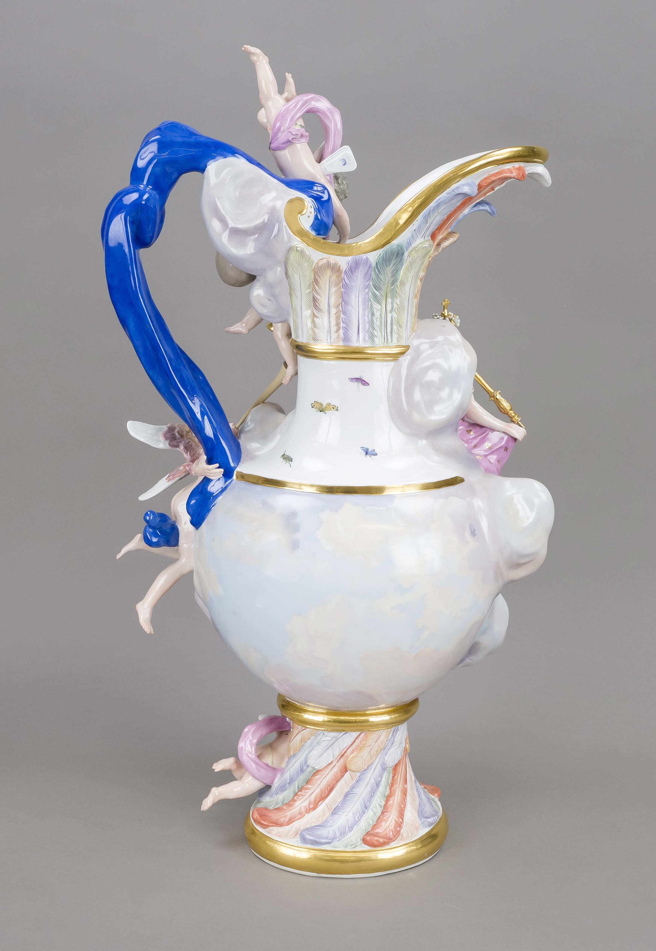 A magnificent jug as an allegory of air, Meissen, Knauf Schwerter, mark 1850-1924, 1st choice, - Image 2 of 6