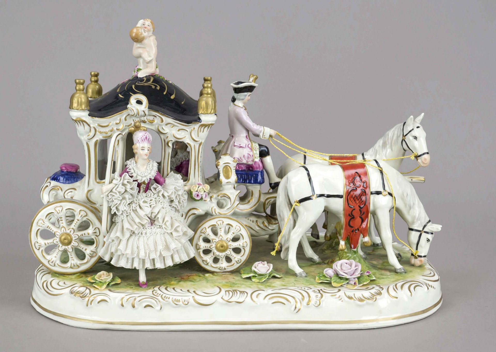 Rococo-style carriage, Müller & Co. Rudolstadt - Volkstedt, mark 1907-1952, two-horse carriage