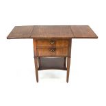 English small table cabinet, 19th century, mahogany, frame with two drawers, hinged top, 77 x 59/117