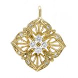 Filigree brilliant-cut diamond pendant GG 900/000 with 4 brilliant-cut diamonds and 8 octagonal