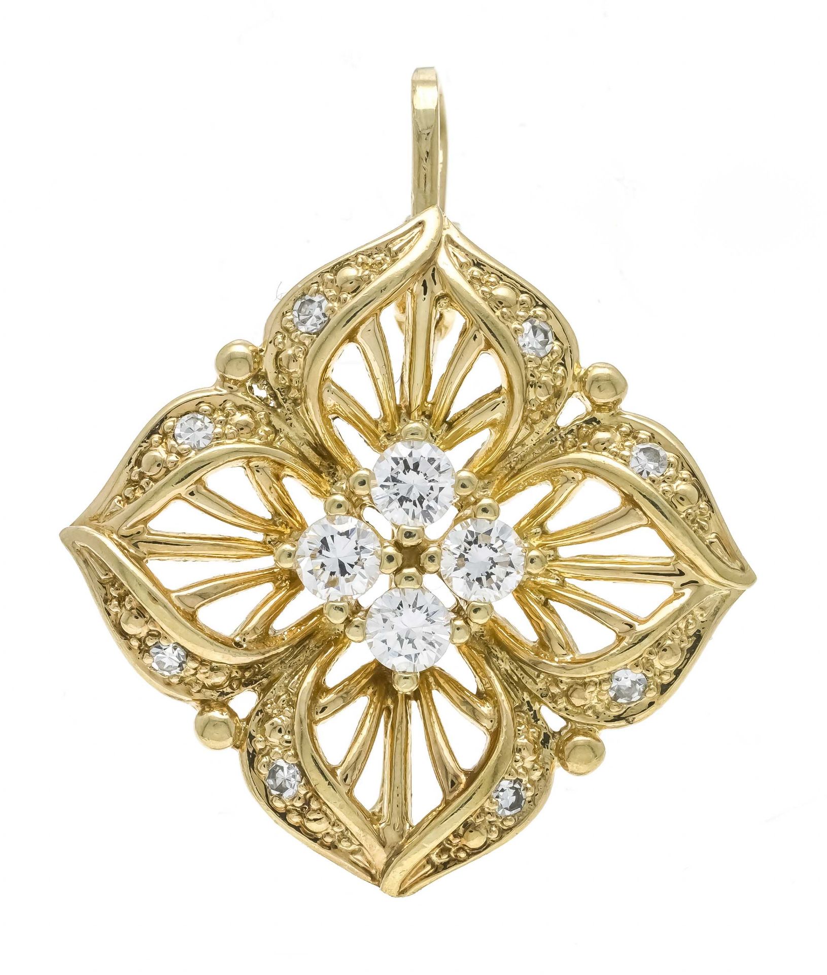 Filigree brilliant-cut diamond pendant GG 900/000 with 4 brilliant-cut diamonds and 8 octagonal