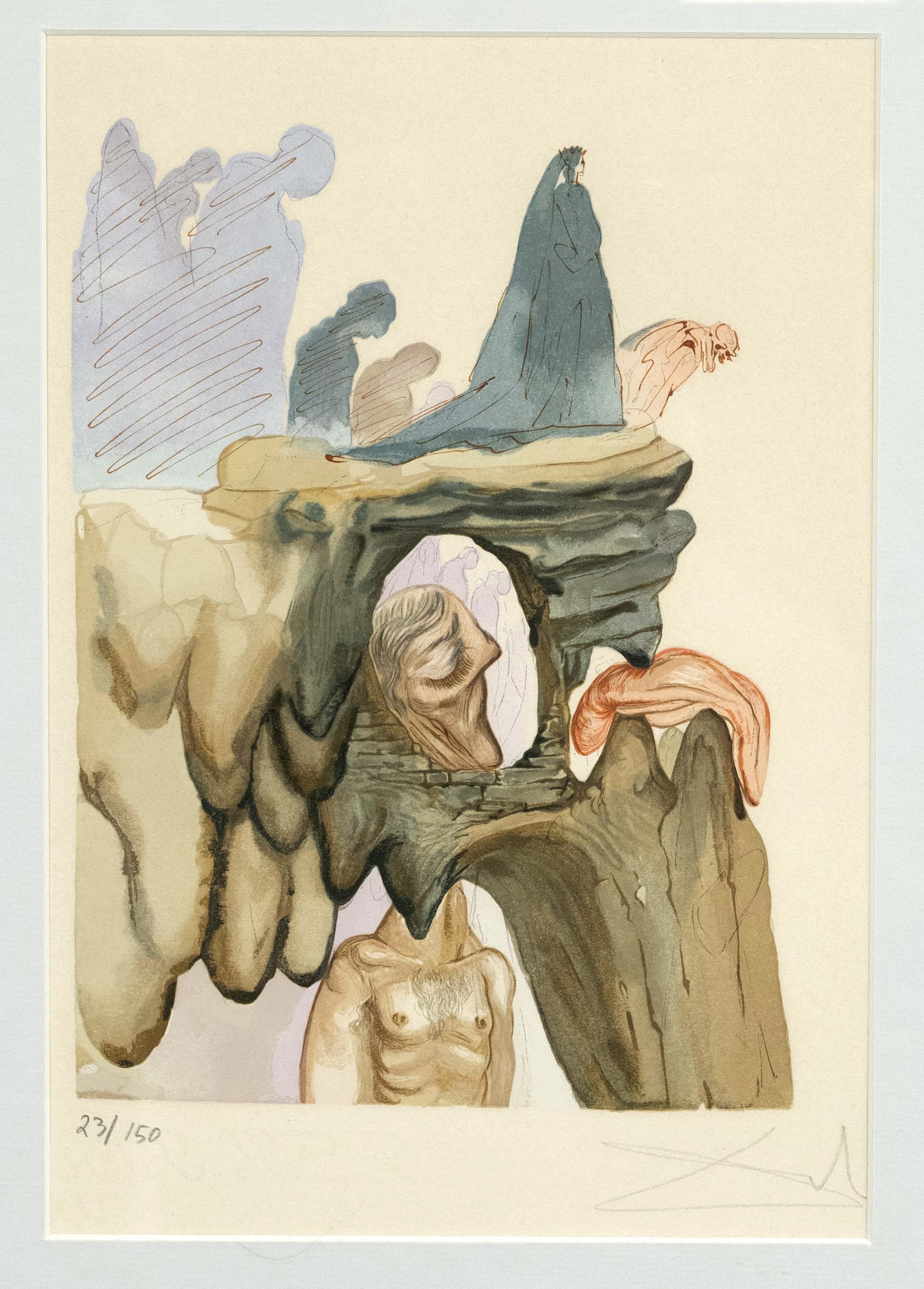 Salvador Dali (1904-1989), color woodcut from the series on Dante ''The Divine Comedy'', signed