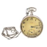 Eterna open men's pocket watch partly gilt, 800/000 silver 2 covers silver, around 1900, gilt dial