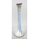 Very tall vase, Eisch, 1978, round bulbous stand, long slender neck, curved rim, clear and violet