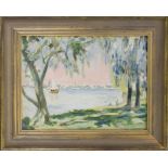 Carl Jörres (1872-1947), Summery scene on the Outer Alster in Impressionist style, oil on canvas,