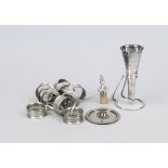 Set for the table, 12 napkin rings (with small monogram engraving PE), 1 wine filter in stand with