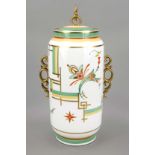 Art Deco vase, Ullersricht-Weiden, Bavaria, 1st half 20th century, cylindrical body with stylized