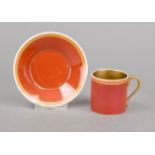 Mocha cup and saucer, KPM Berlin, pre-1945 mark, 1st choice, red imperial orb mark, cylindrical form