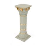 Flower column/palm pedestal, 21st century, plywood, painted and painted gold, h. 91 cm, top 33 x