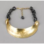 Hervé van der Straeten, vintage costume jewelry choker made of gold-colored metal (brass, gold-